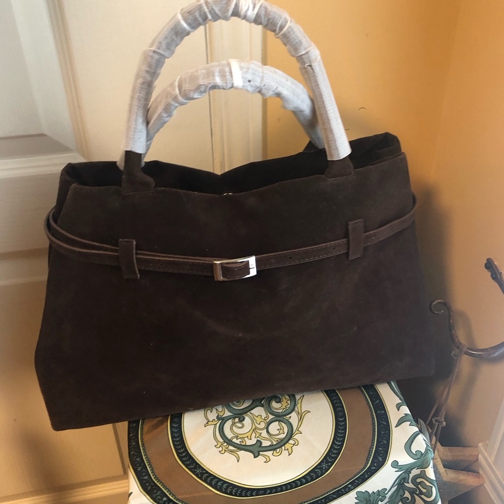 NWOT Chocolate Brown faux Suede Satchel bag